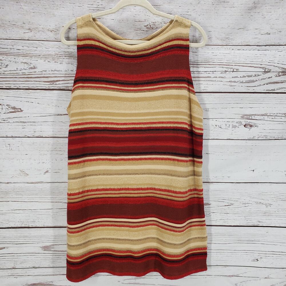 Lauren Ralph Lauren Women's Knit Linen Blend Striped Sleeveless Tunic Sweater 1X